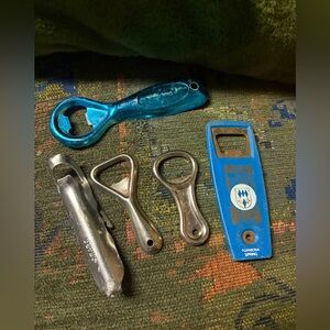 Vintage Bottle Opener Set in Blue and Silver
